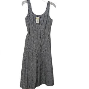 A New Day Sleeveless Corset Midi Flare Gingham Dress Womens 8 Black White NWT